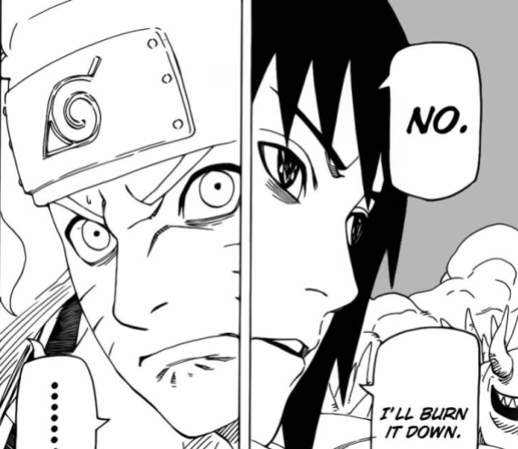 Sasuke tries to burn it down Naruto