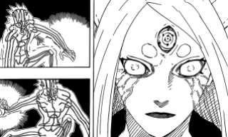 Kaguya examines Naruto and Sasuke's body