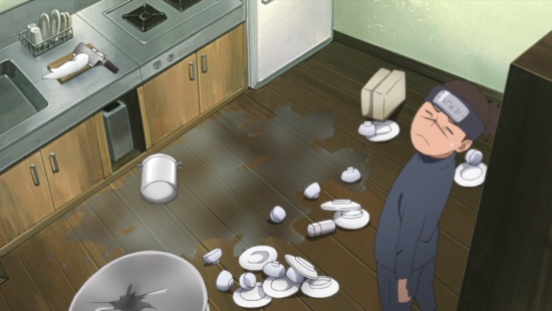 Iruka drops pots and pans