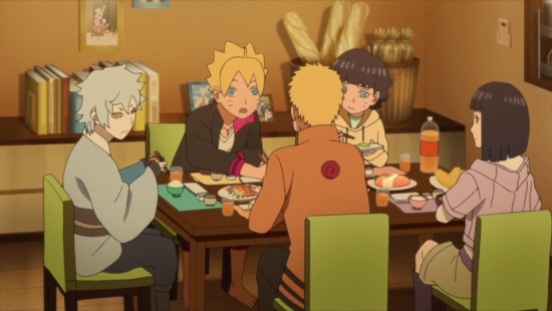 Naruto eats with family