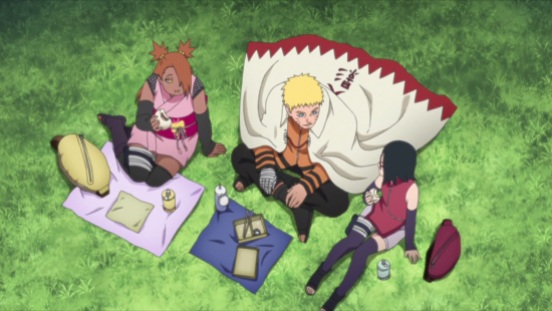 Naruto Sarada and Chocho have food